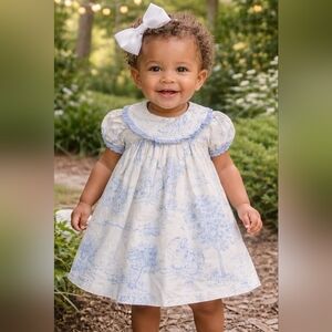 Bailey Boys Blue Toile Print Toddler Dress 18M
